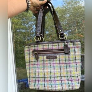 Coach Colorful Plaid Tote Bag